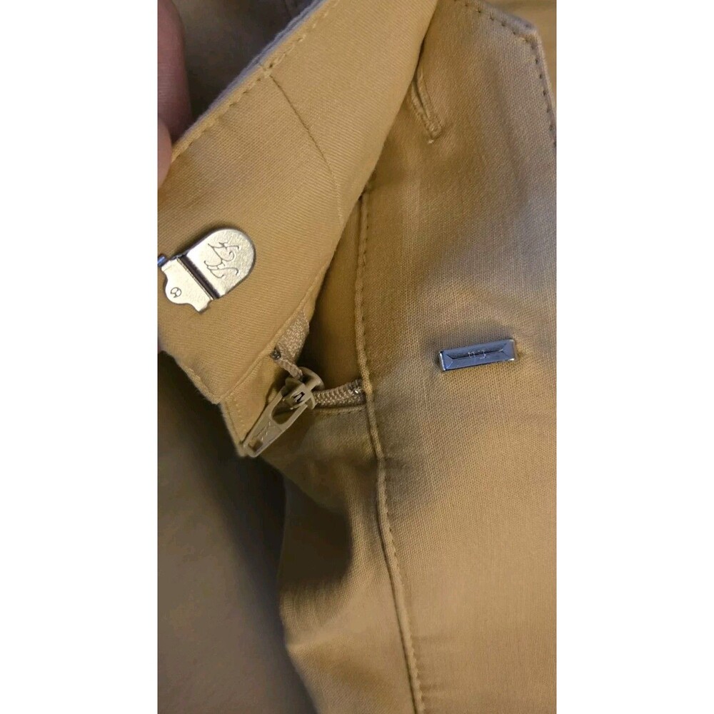 St. John Beige Khaki Silk Dress Slacks Pants Size 10 Made In USA Imported Fabric - Picture 6 of 10